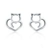 Boucles d’oreilles argent simple chat s925 creuse