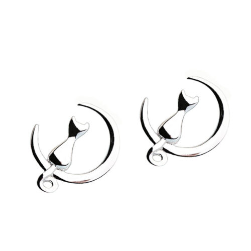 Boucles d’oreilles en argent Chat Lune