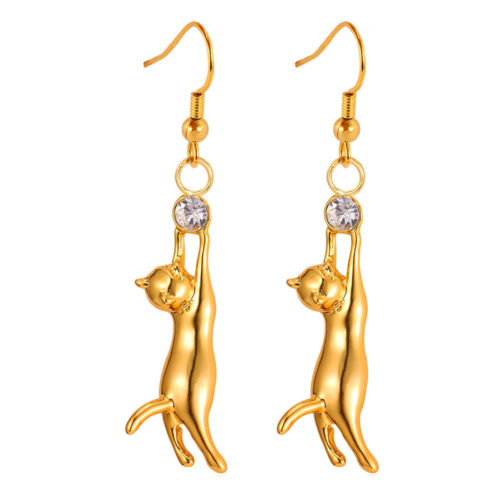 Boucle d’oreille chat plaqué or