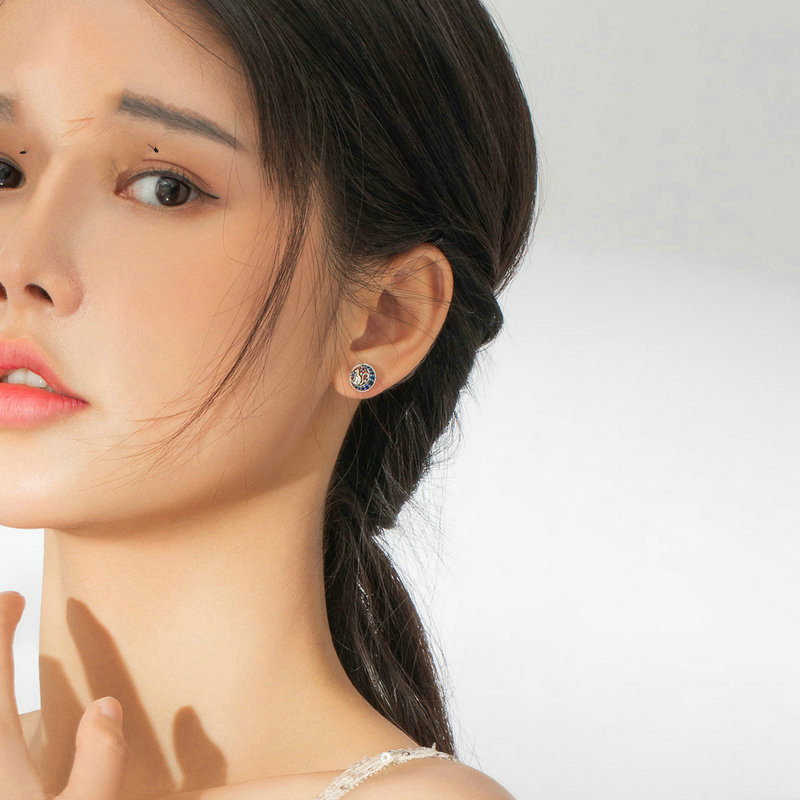 Boucles d’oreilles en argent S925 Moon-Cat