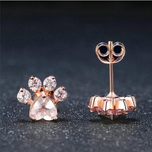 Boucles d’oreilles pattes de chat en argent 925 et or rose