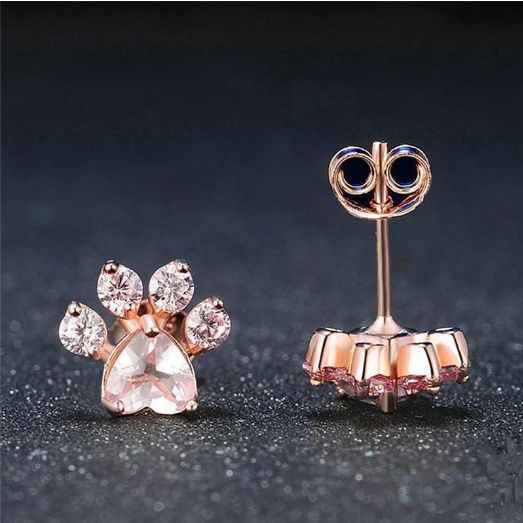 Boucles d’oreilles pattes de chat en argent 925 et or rose