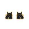 Boucles d’oreilles en argent avec chat noir