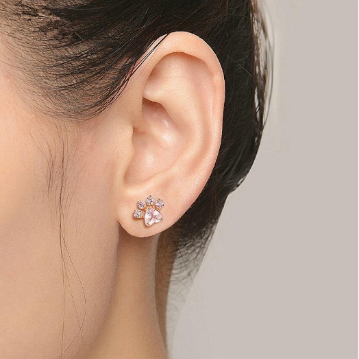 Boucles d’oreilles pattes de chat en argent 925 et or rose
