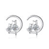 Boucles d’oreilles Chat Lune Étoile en argent
