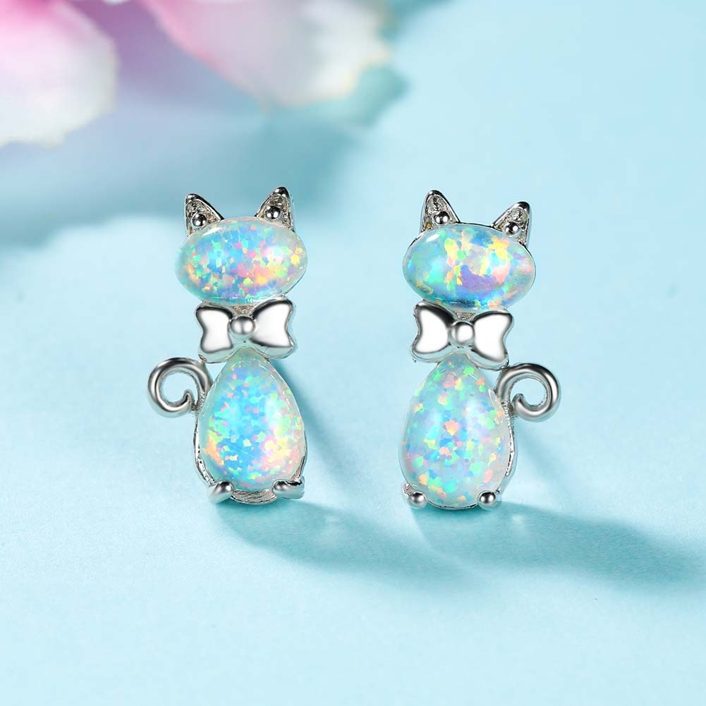 Boucles d’oreilles chat en Cuivre avec un nœud doux et charmant