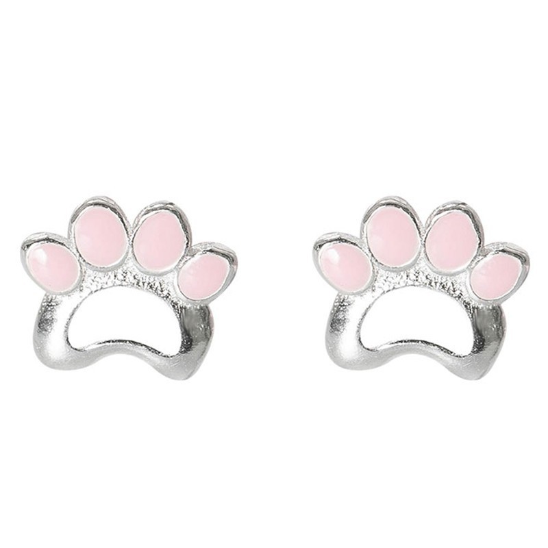 Boucles d’oreilles griffe de chat mignonne en argent sterling simple de style coréen