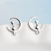 Boucles d’oreilles en argent Chat Lune