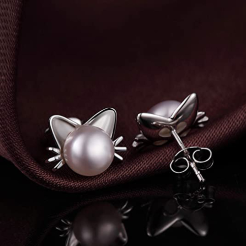 Boucles d'oreilles Perles Chat Mignon