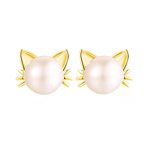 Boucles d'oreilles Perles Chat Mignon